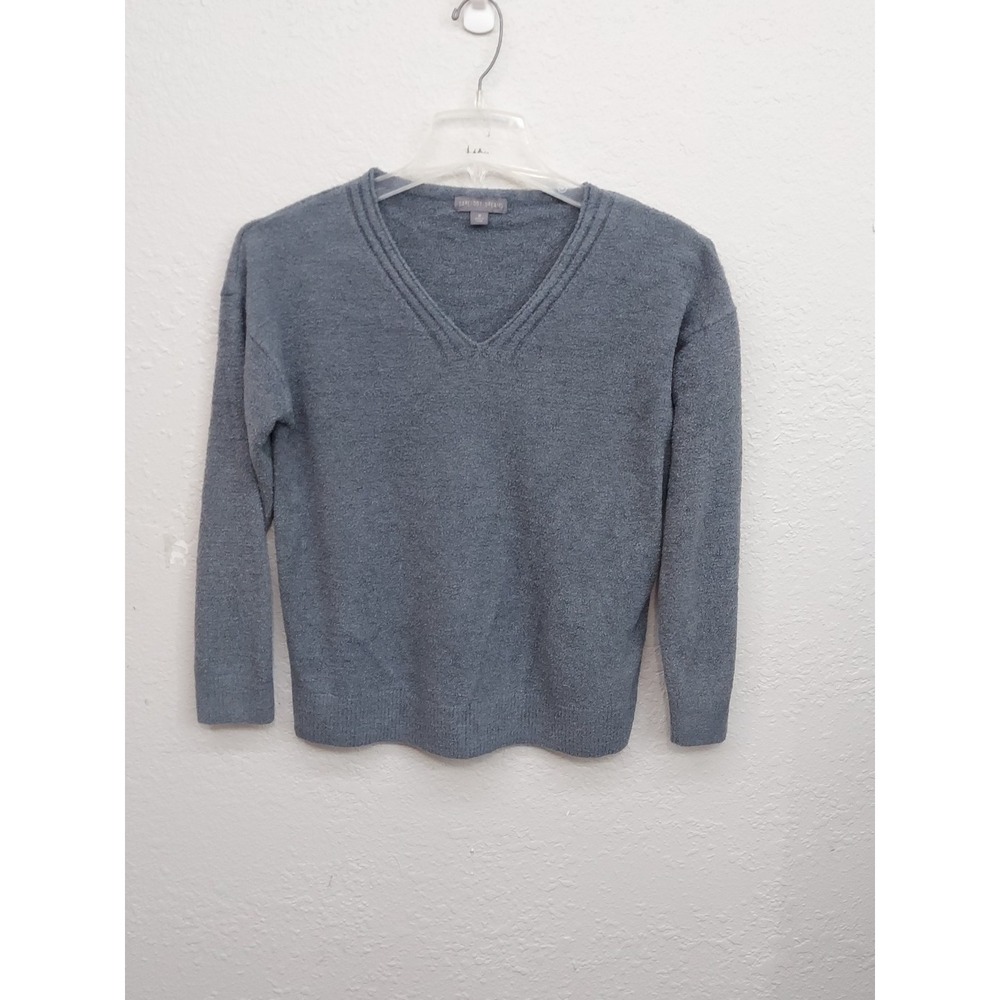 Barefoot Dreams Sweater Womens Medium Gray V Neck‎ Soft Cozy Long Sleeve